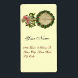 ETIQUETA CHRISTMAS BANJO COM MISTLETOS E HOLLY BERRIES<br><div class="desc">Design de colheita ornamental elegante para etiquetas de presentes.</div>