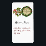 ETIQUETA CHRISTMAS BANJO COM MISTLETOS E HOLLY BERRIES<br><div class="desc">Design de colheita ornamental elegante para etiquetas de presentes.</div>