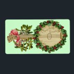 ETIQUETA CHRISTMAS BANJO COM MISTLETOS E HOLLY BERRIES<br><div class="desc">Design de colheita ornamental elegante para etiquetas de presentes.</div>