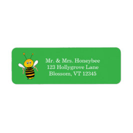 Etiqueta Christmas Bee Holding Candy Canes Return Address