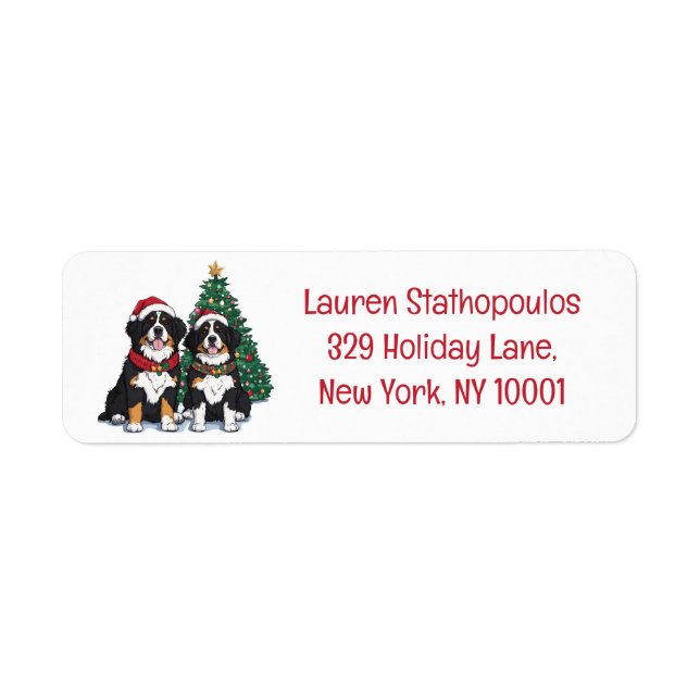 Etiqueta Christmas Bernese Mountain Dogs (Frente)