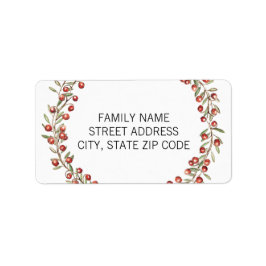 Etiqueta Christmas Berry Wreath | Rótulo de Endereço de Dev