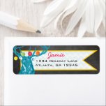 Etiqueta Christmas Buck Deer Chalkboard Return Address<br><div class="desc">Cute Vintage Aqua Deer with Brightly Colored Ornaments</div>