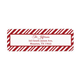 Etiqueta Christmas Candy Cane Stripes Return Address Label