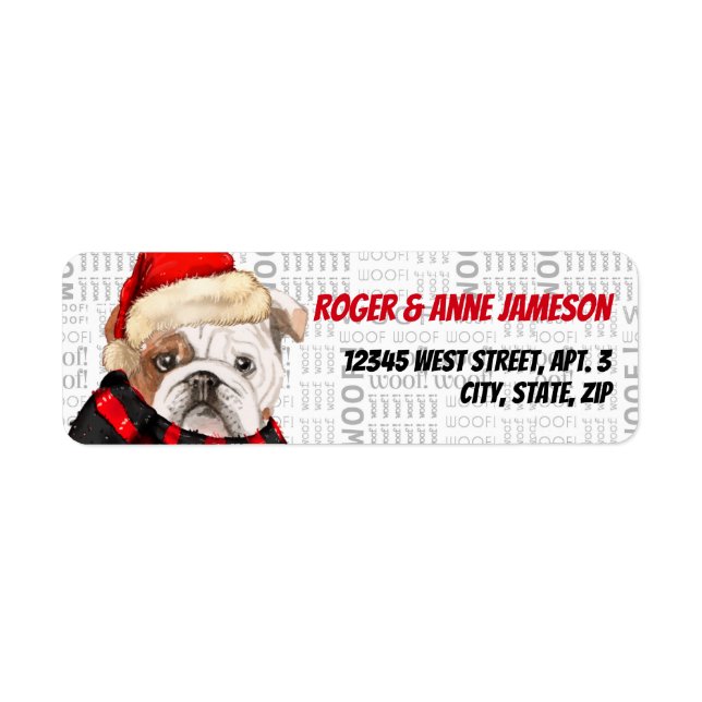 Etiqueta Christmas English Bulldog in a Scarf (Frente)
