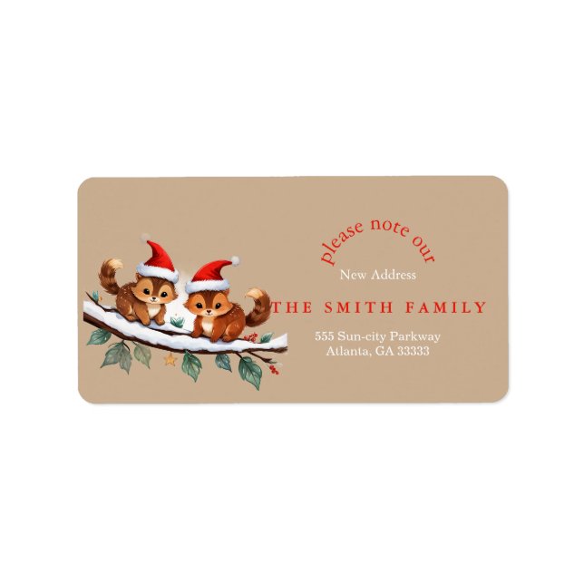 Etiqueta Christmas Greenery & Berry New Address  (Frente)