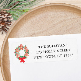Etiqueta Christmas Holiday Wreath Return Address