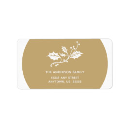 Etiqueta Christmas Holly no Dourado