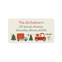 Etiqueta Christmas Illustratio Holiday Return Address Label