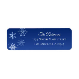 Etiqueta Christmas Modern Blue Snowflake Address