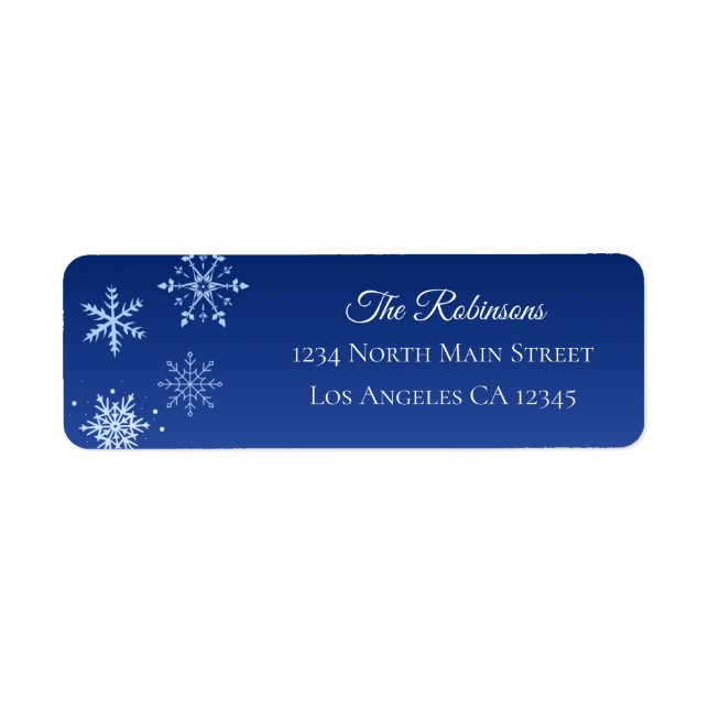 Etiqueta Christmas Modern Blue Snowflake Address (Frente)