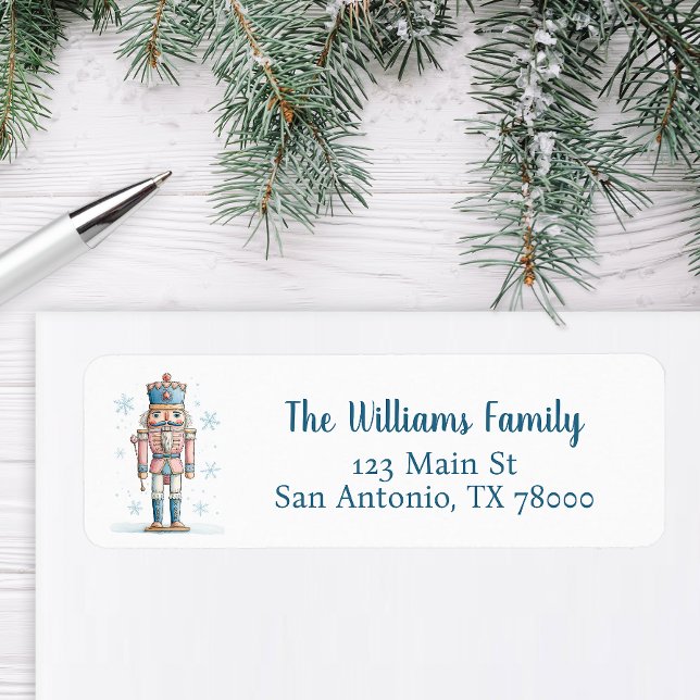 Etiqueta Christmas Nutcracker Holiday Address (Christmas Nutcracker Return Address Sticker)