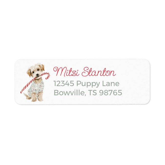 Etiqueta Christmas Puppy in a Scarf address label (Frente)