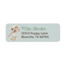 Etiqueta Christmas Puppy in a Scarf address label