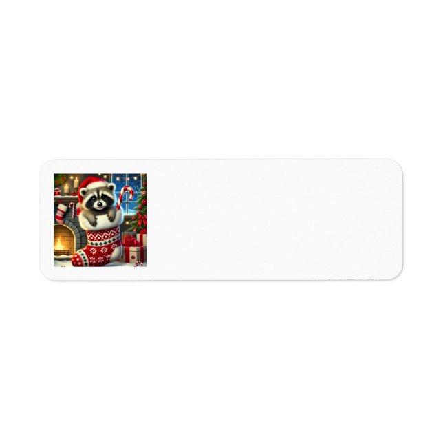 Etiqueta Christmas Raccoon Address Labels (Frente)