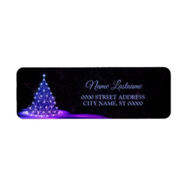 Etiqueta Christmas Return Address Pink Blue Winter Black