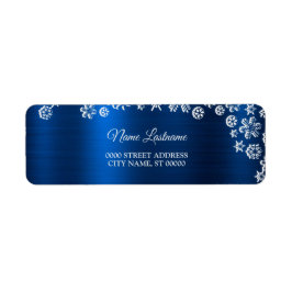 Etiqueta Christmas Return Address White Snowflakes Blue
