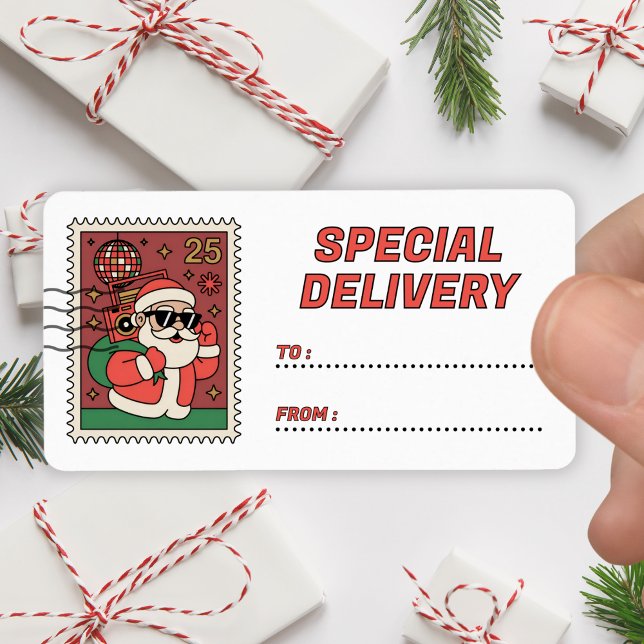 Etiqueta Christmas Santa Stamp Special Delivery Sticker (Criador carregado)