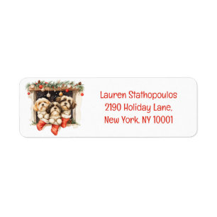Etiqueta Christmas Shih Tzu Dogs