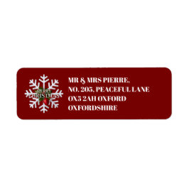Etiqueta Christmas Snowflake & Shy Red Berry Address Label