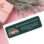 Etiqueta Christmas Tree Pink Vintage Van Monogram Green<br><div class="desc">Celebrate the magical and festive holiday season with our custom holiday address label. Our vintage holiday design features a cute girly pink retro van carrying a Christmas tree. Customize with your family monogram that is placed on the front of the vintage pink van, as well as your family signature and...</div>