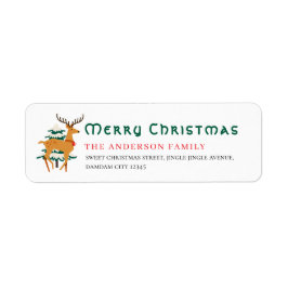 Etiqueta Christmas Tree & Reindeer Simple Return Address