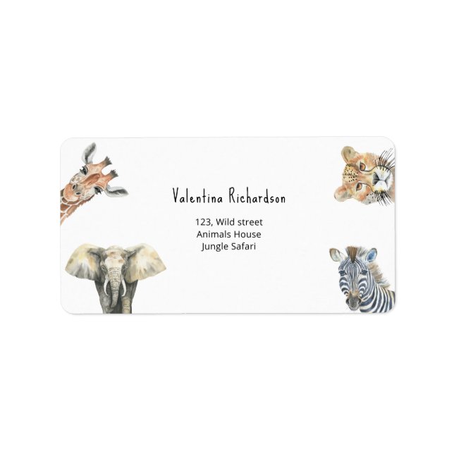Etiqueta Chuva de Bebê Animais Safari Fera (Frente)