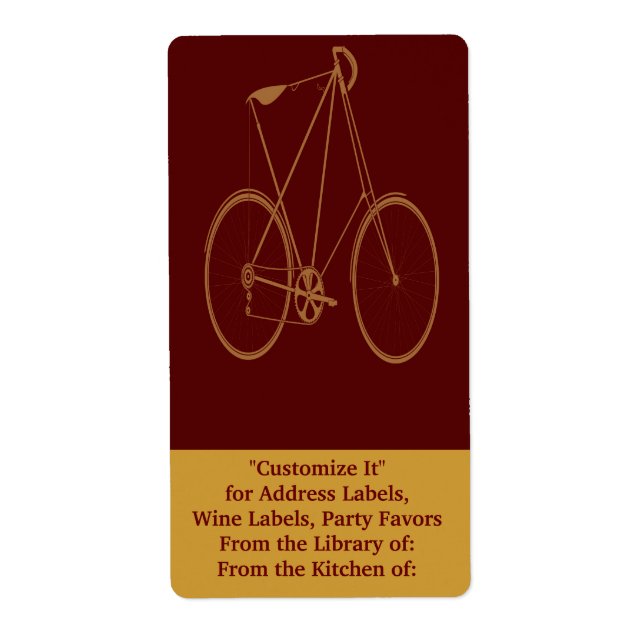 Etiqueta Ciclo Antiquado De Bicicleta Vermelha De Bicicleta (Frente)