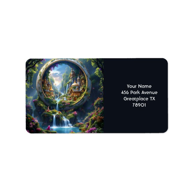 Etiqueta Cidade Pequena da Aldeia Fantasy Cute (Frente)