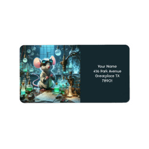 Etiqueta Cientista do rato Fantasy Cute Tiny