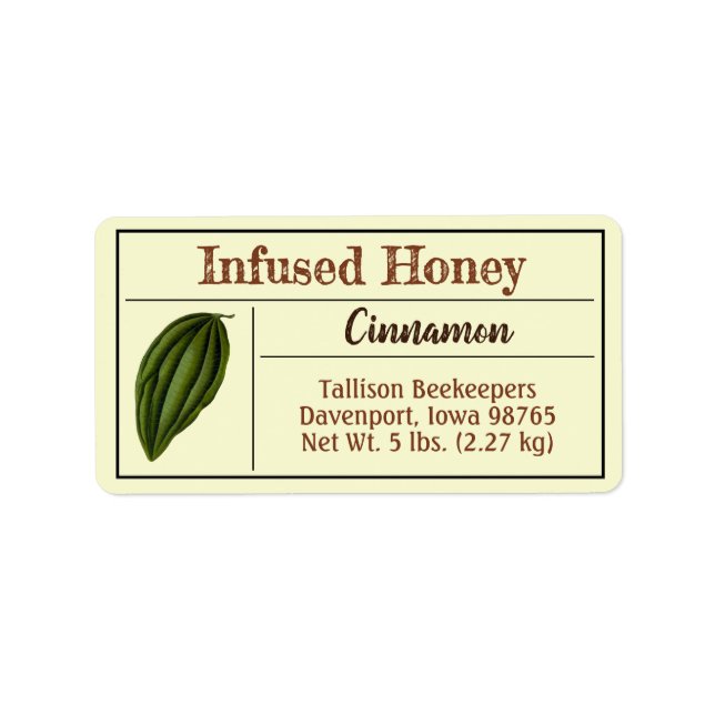 Etiqueta Cinnamon Spice Infusor Honey Jar (Frente)