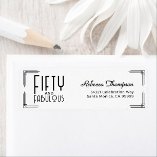 Etiqueta Cinquenta Fabuloso Preto Branco Art Déco 50º Anive