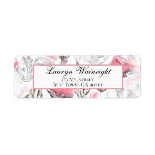 Etiqueta Cinza Branco, Abstrato Cor-de-Rosa, Personalizada