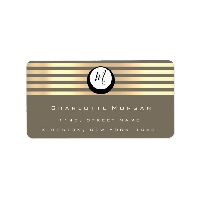 Etiqueta Cinza de bronze branco preto monograma Dourada RSV (Frente)