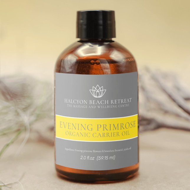 Etiqueta cinza de óleo portador de beleza (Criador carregado)