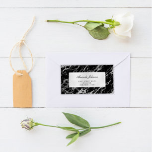 Etiqueta Cinza de Silver Marble Abstrato Elegante RSVP Pret