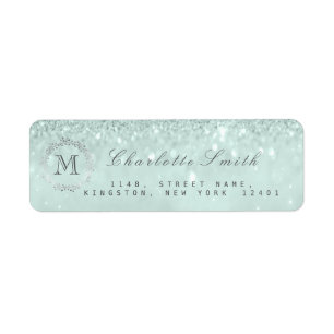 Etiqueta Cinza de Tiffany Glitter de Silver Monograma Brida