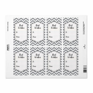 Etiqueta Cinza e Branco Chevron Grosso V2 para Casamento An