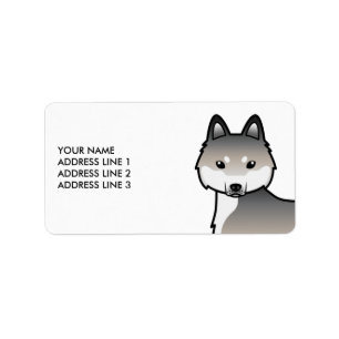 Etiqueta Cinza E Cão Klee Kai Klee Branco E Texto Personali