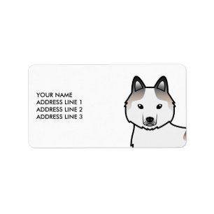 Etiqueta Cinza Piebald Siberian Husky Dog & Texto Personali