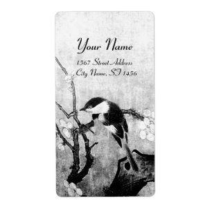 Etiqueta Cinza PRIMAVERA-AVE E ÁRVORE-FLOR--branca