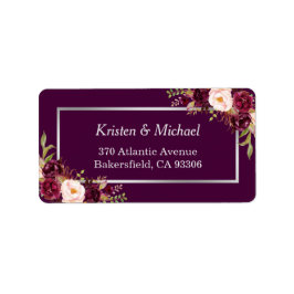 Etiqueta Cinza Rústica de Prata Floral Roxa de Plum