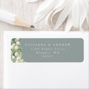 Etiqueta Cinza Verde Snowberry+Eucalyptus Endereço de Devol