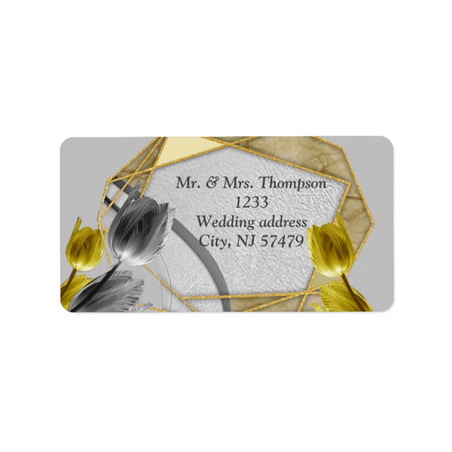 Etiqueta Cinzas e tulipas amarelas na textura (Frente)