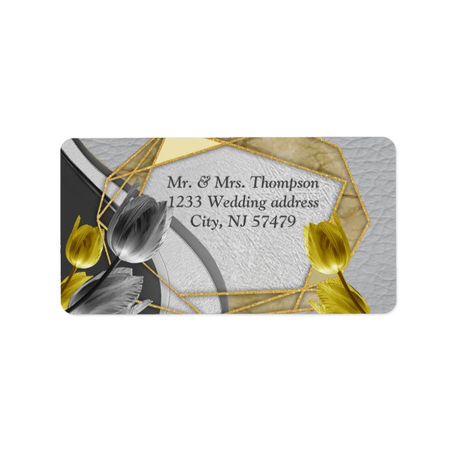 Etiqueta Cinzas e tulipas amarelas na textura (Frente)