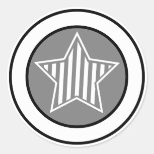 Etiqueta cinzenta e branca da estrela