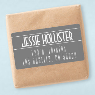 Etiqueta Cinzento corajoso & branco modernos