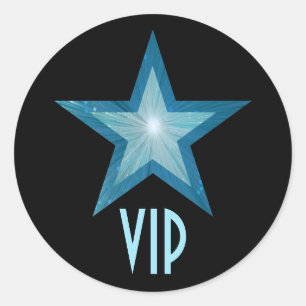 Etiqueta circular VIP Blue Star preto