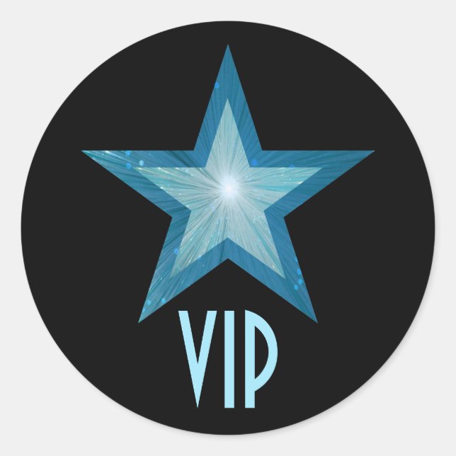 Etiqueta circular VIP Blue Star preto (Frente)