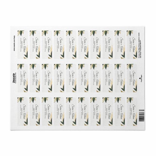 Etiqueta Círculo Botânico em Ouro Elegante (Toda a folha)